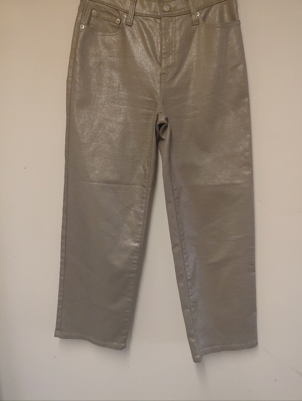 Banana Republic Women's Tan Metallic High rise Straight Cropped Pants Size 27/4